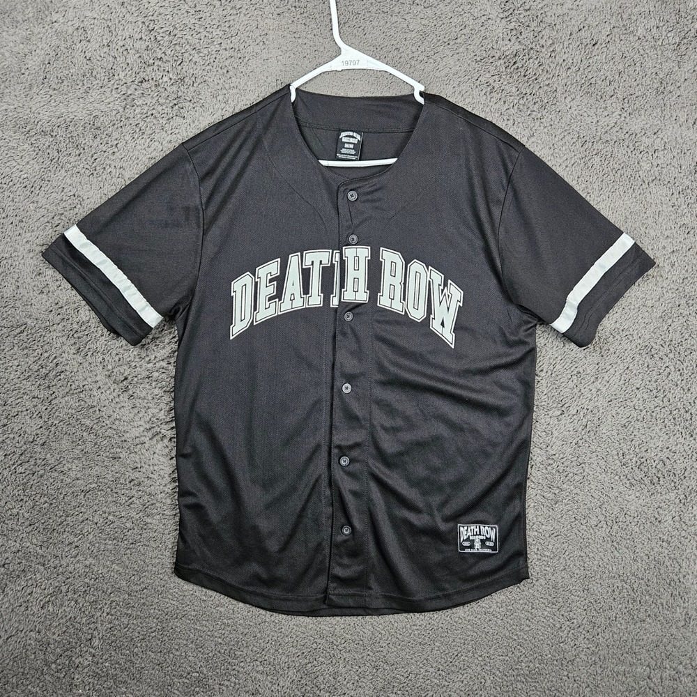 Death Row Records Mens Baseball‎ Jersey Black Button Front Graphic Shirt Size M